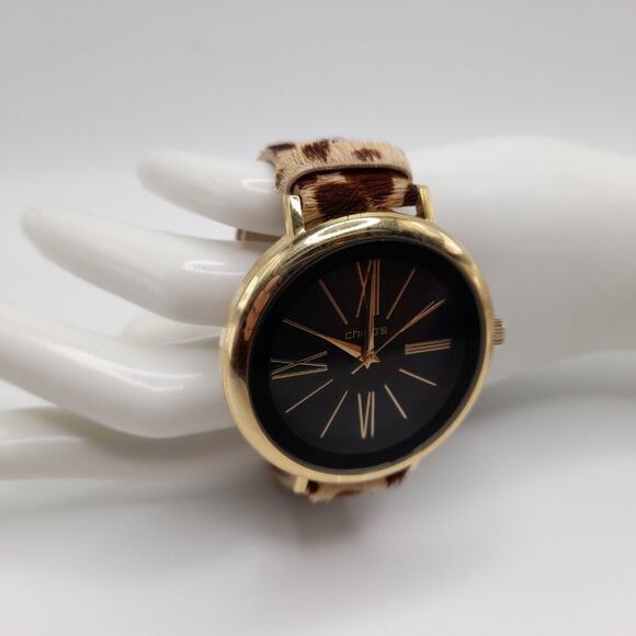 Chico's Animal Print Black Face Watch, Calf Skin Band, Needs Battery, 9 1/2 Inch - Picture 8 of 12